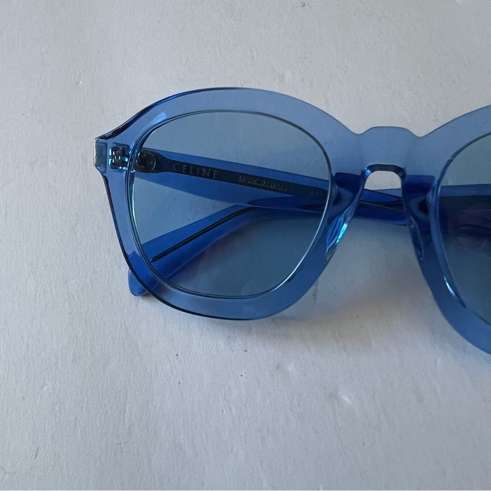 CELINE CL40017F ROUND SUNGLASSES BLUE NEW WITH CELINE CASE - Picture 3 of 16
